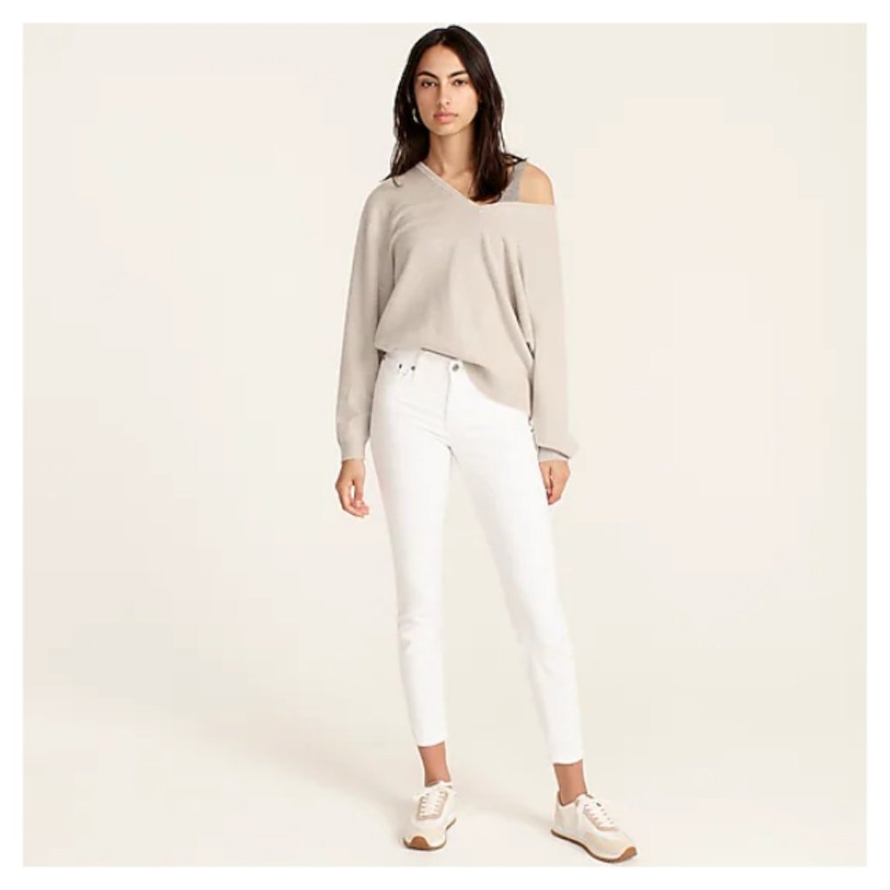 J Crew Bright White Toothpick Ankle Jeans, Sz. 26